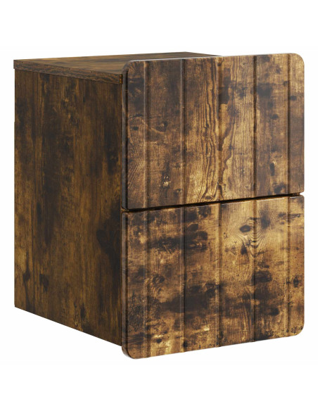 Mobiletto da notte a muro 2 pcs Rovere Fumo 33 x 34,5 x 43 cm