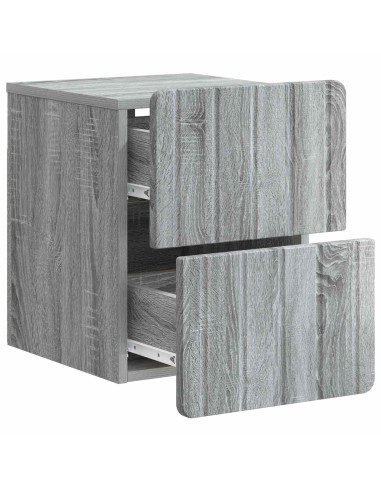 Mobiletto da notte a muro Grigio Sonoma 33 x 34,5 x 43 cm