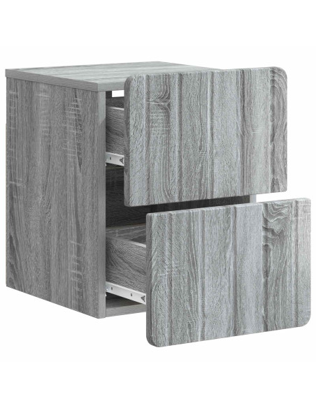 Mobiletto da notte a muro Grigio Sonoma 33 x 34,5 x 43 cm