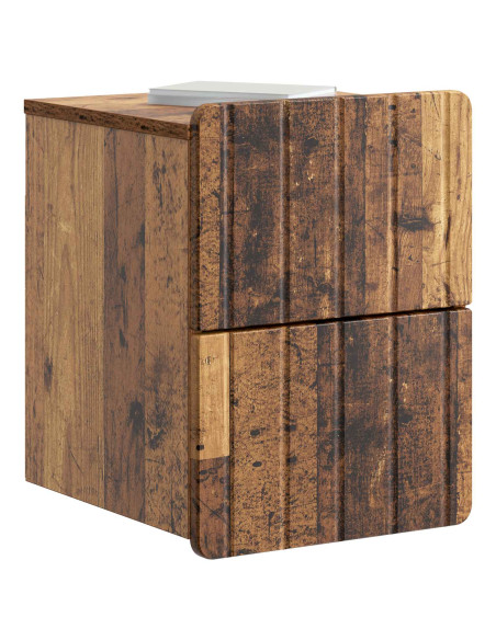 Mobiletto da notte a muro Legno antico 33 x 34,5 x 43 cm