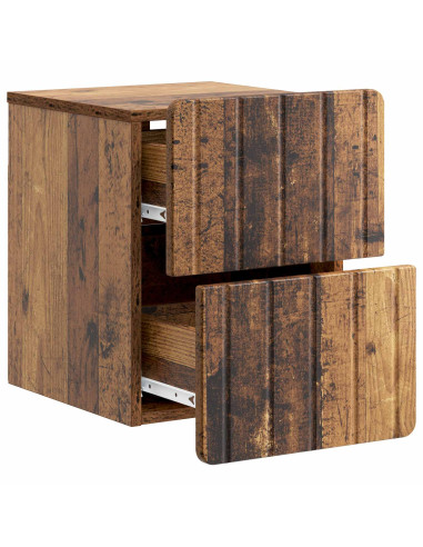 Mobiletto da notte a muro Legno antico 33 x 34,5 x 43 cm