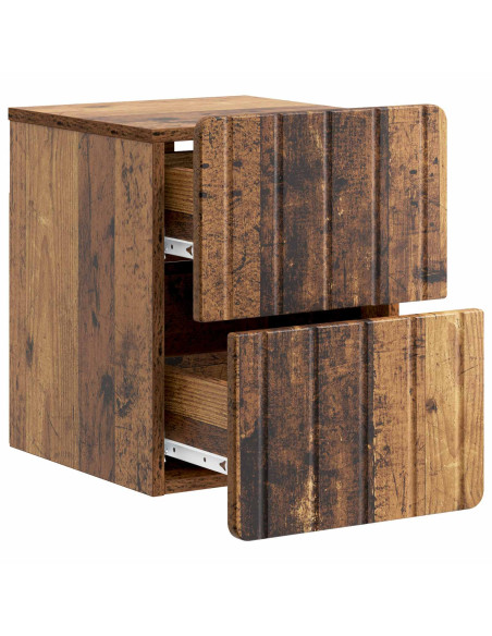 Mobiletto da notte a muro Legno antico 33 x 34,5 x 43 cm