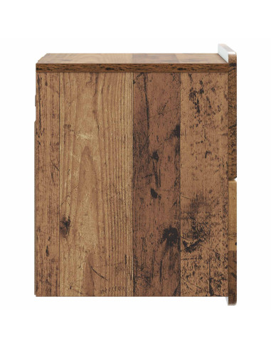 Mobiletto da notte a muro Legno antico 33 x 34,5 x 43 cm