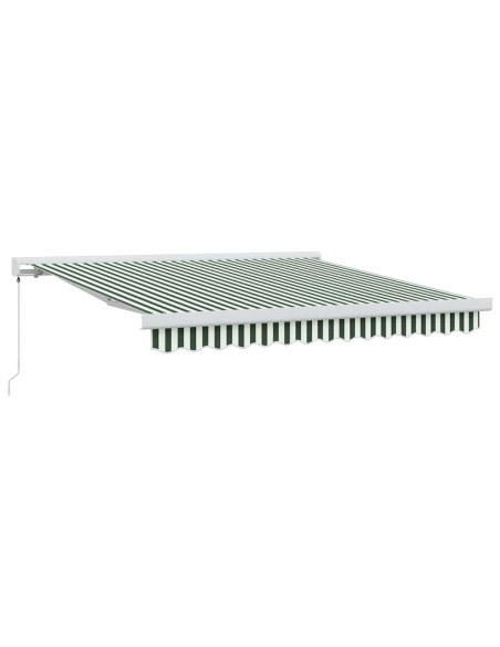 Tenda Retrattile Verde e Bianco 350 x 250 cm Tessuto e Metallo