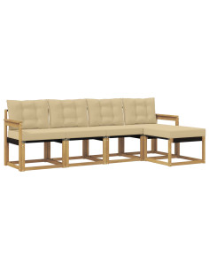 Set di divani da esterno con cuscino 5 pcs Bianco e Beige 2