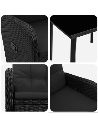 Set Tavolo da Salotto con cuscino con cuscino 5 pcs Nero