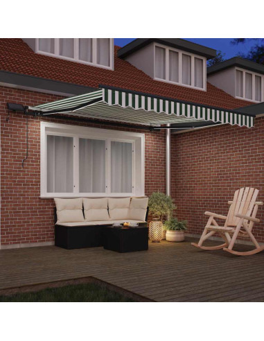 Tenda Retrattile Verde e bianco 350 x 250 cm Tessuto