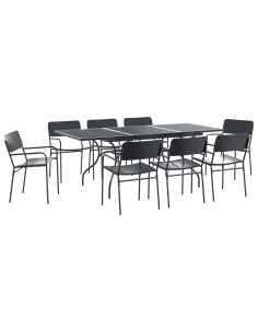 Set da Pranzo per Giardino 9 pcs Antracite Acciaio 2