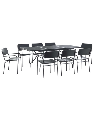 Set da Pranzo per Giardino 9 pcs Antracite Acciaio