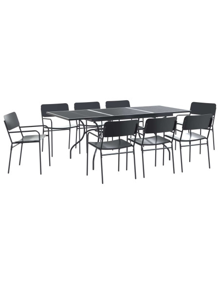 Set da Pranzo per Giardino 9 pcs Antracite Acciaio