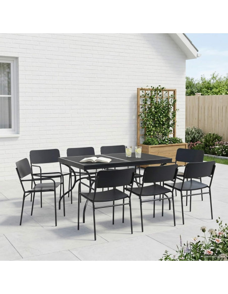 Set da Pranzo per Giardino 9 pcs Antracite Acciaio