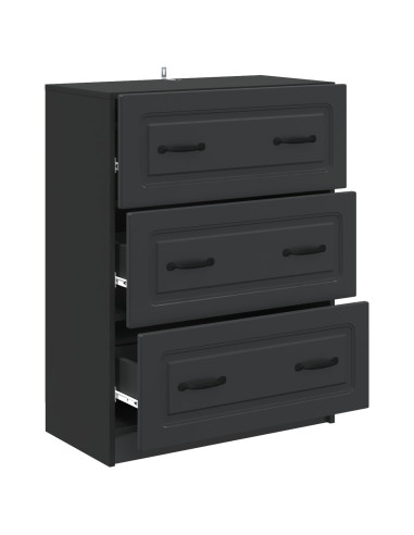 Mobile con Cassetti Nero 66 x 34,5 x 87 cm Legno ingegnerizzato