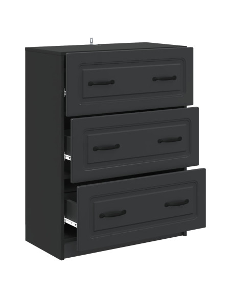 Mobile con Cassetti Nero 66 x 34,5 x 87 cm Legno ingegnerizzato