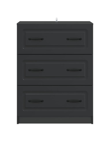 Mobile con Cassetti Nero 66 x 34,5 x 87 cm Legno ingegnerizzato