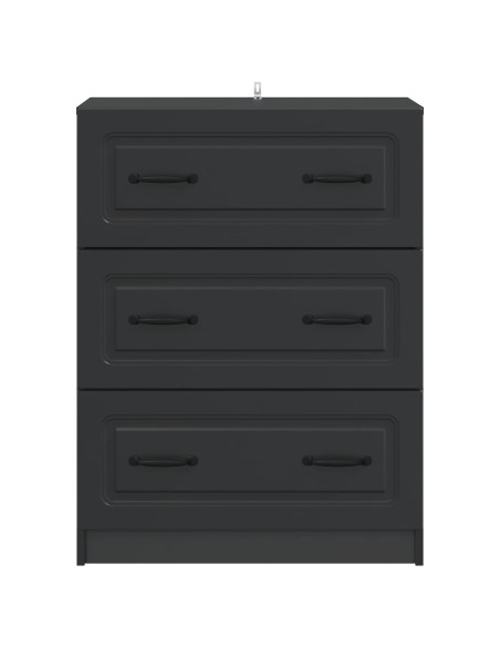 Mobile con Cassetti Nero 66 x 34,5 x 87 cm Legno ingegnerizzato