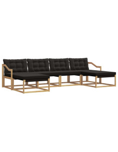 Set di divani da esterno con cuscino 6 pcs Bianco e Nero 2