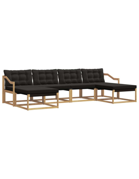 Set di divani da esterno con cuscino 6 pcs Bianco e Nero