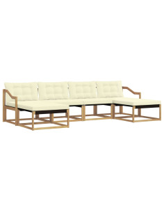 Set di divani da esterno con cuscino 6 pcs Bianco e Crema 2