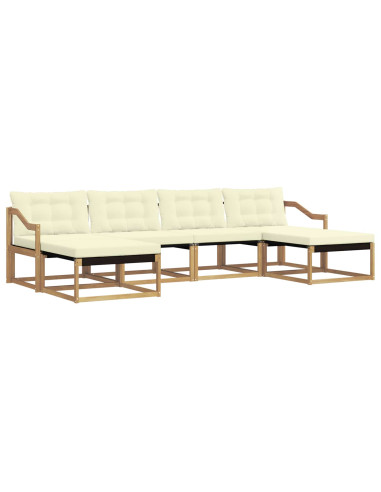 Set di divani da esterno con cuscino 6 pcs Bianco e Crema