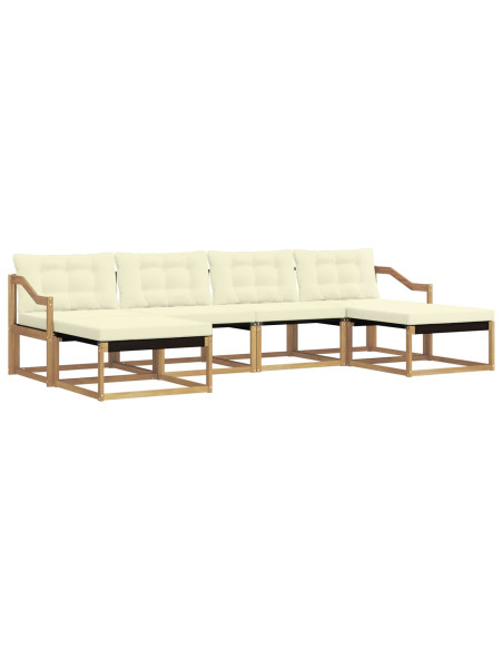 Set di divani da esterno con cuscino 6 pcs Bianco e Crema