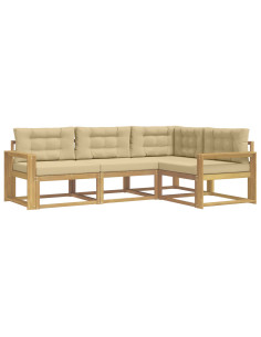 Set di divani da esterno 3 pcs Bianco e Beige Poliestere 2