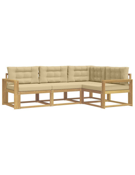 Set di divani da esterno 3 pcs Bianco e Beige Poliestere