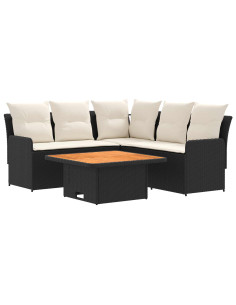 Set di Mobili con cuscino 4 pcs Nero e Crema Rattan in PE 2