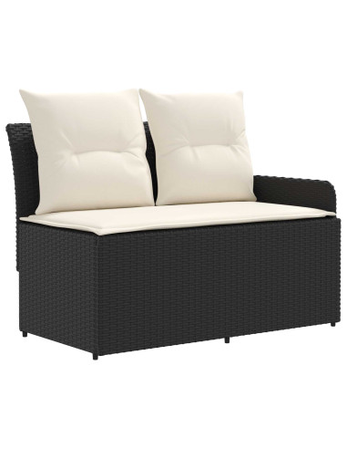 Set di Mobili con cuscino 4 pcs Nero e Crema Rattan in PE