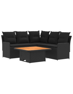 Set di Mobili con cuscino 4 pcs Nero Rattan in PE 2