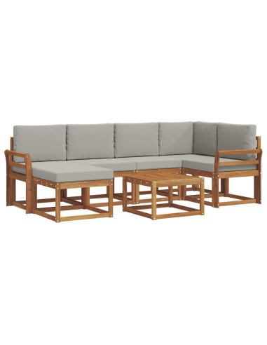Set di divani da esterno 7 pcs Grigio Naturale e Chiaro