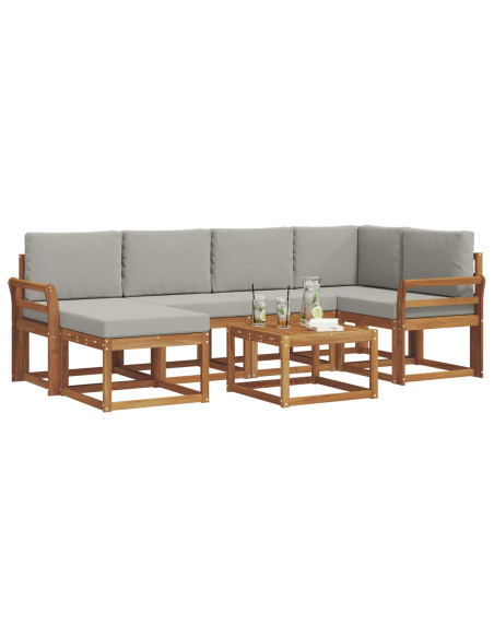 Set di divani da esterno 7 pcs Grigio Naturale e Chiaro