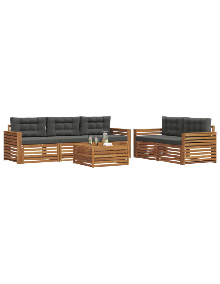 Set di divani da esterno con cuscino 6 pcs Naturale e Antracite