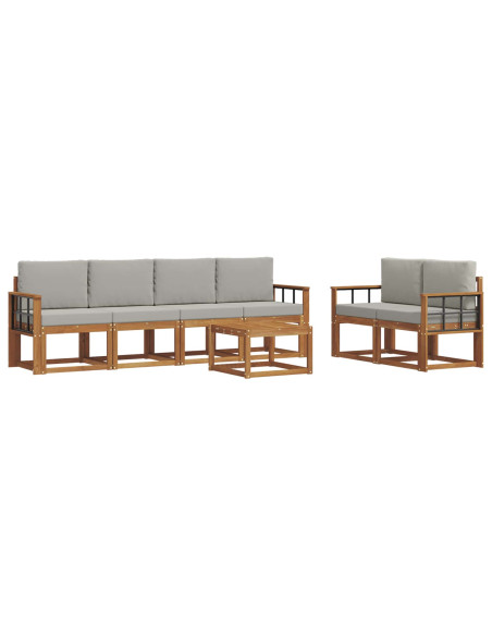 Set di divani da esterno 7 pcs Grigio Naturale e Chiaro