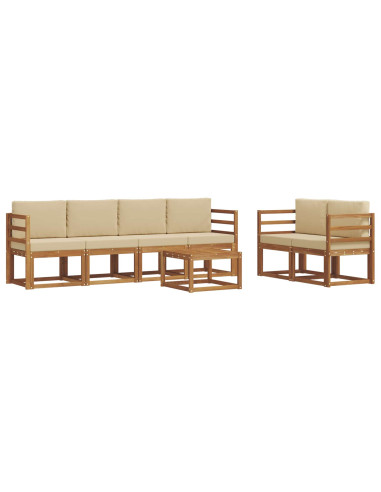 Set di divani da esterno con cuscino 7 pcs Naturale e Beige