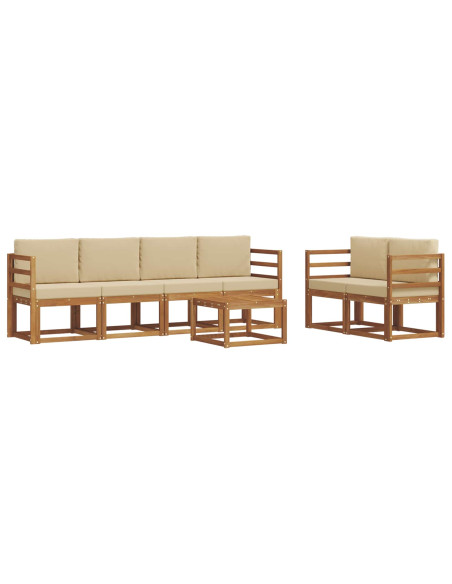 Set di divani da esterno con cuscino 7 pcs Naturale e Beige