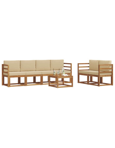 Set di divani da esterno con cuscino 7 pcs Naturale e Beige