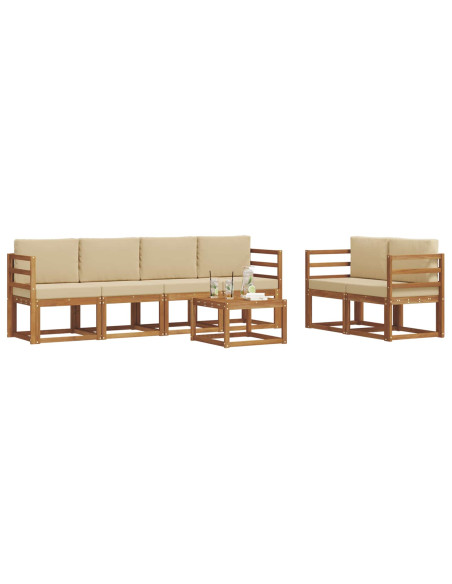 Set di divani da esterno con cuscino 7 pcs Naturale e Beige