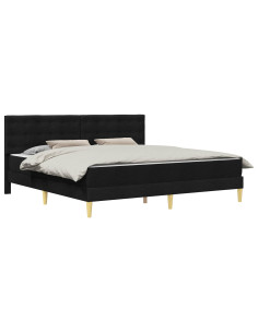 Struttura letto con materasso Nero 200 x 200 cm Tessuto 2