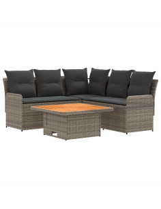 Set di Mobili 4 pcs Grigio e Grigio Scuro Rattan in PE 2
