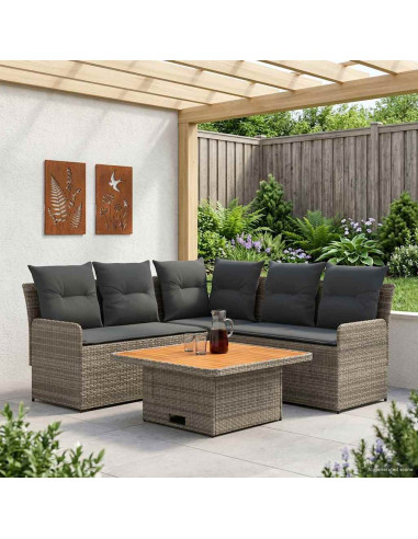 Set di Mobili 4 pcs Grigio e Grigio Scuro Rattan in PE