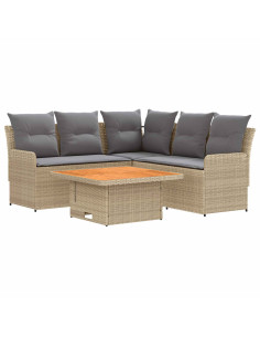 Set di Mobili 4 pcs Beige e Grigio Chiaro Rattan in PE 2
