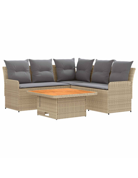 Set di Mobili 4 pcs Beige e Grigio Chiaro Rattan in PE