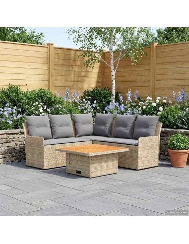 Set di Mobili 4 pcs Beige e Grigio Chiaro Rattan in PE