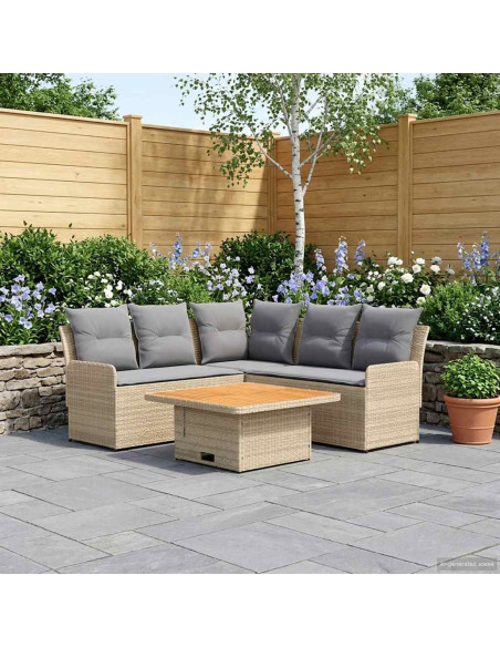 Set di Mobili 4 pcs Beige e Grigio Chiaro Rattan in PE