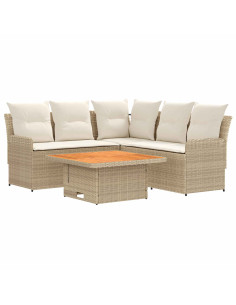 Set di Mobili con cuscino 4 pcs Beige e Crema Rattan in PE 2