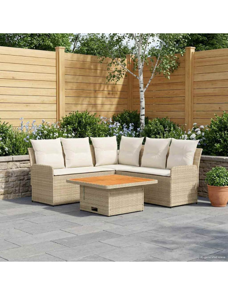 Set di Mobili con cuscino 4 pcs Beige e Crema Rattan in PE
