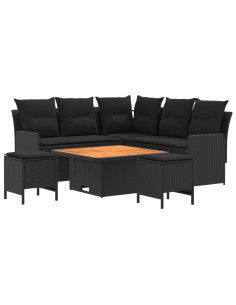 Set di Mobili con cuscino 6 pcs Nero Rattan in PE 2