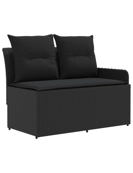 Set di Mobili con cuscino 6 pcs Nero Rattan in PE