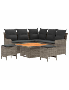 Set di Mobili 6 pcs Grigio e Grigio Scuro Rattan in PE 2