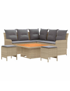 Set di Mobili 6 pcs Beige e Grigio Chiaro Rattan in PE 2